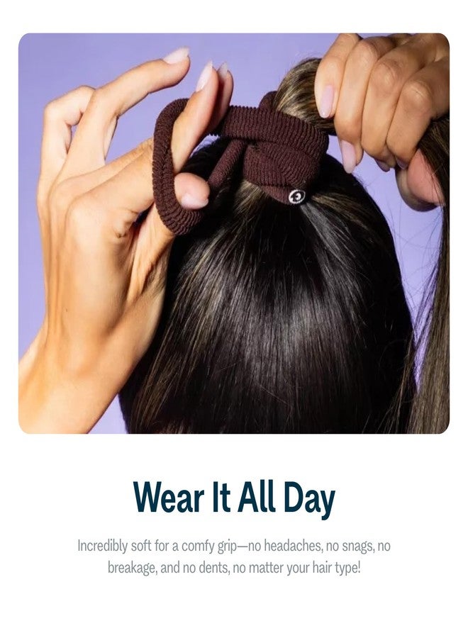 GIMME Beauty Thick Hair Extra Stretch Bands - Patent-Pending Design for Maximum Hold - Premium Ties for Thick & Curly Hair - Sleek & Strong Hold - Dark Brown, 6 Pack - Image 4